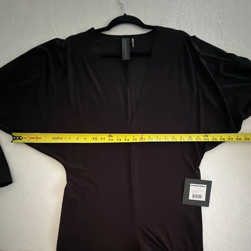 Norma‎ Kamali Dolman V Neck Catsuit Black Stretch Jersey Jumpsuit KK424JPLG62001 - Picture 9 of 14